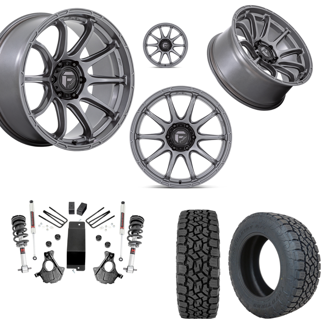 3.5 inch Lift M1 Bundle w/ 20x9 Gun Metal Wheels - 33in Toyo AT3 Tires - 4wd (14-18)