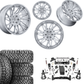 7 inch Lift M1 Bundle w/ 22x10 Silver Chrome Wheels - 35in Nitto Ridge Grapplers - 4wd