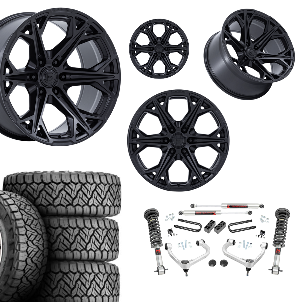 3 inch M1 Bundle w/ 22x10 Blackout Wheels - 33in Nitto Recon Grapplers - 4wd