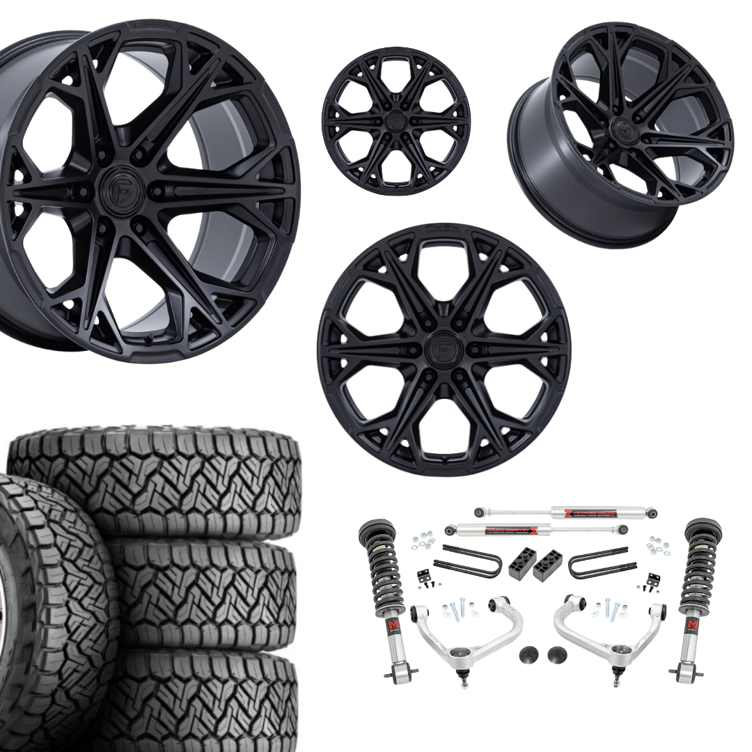 3 inch M1 Bundle w/ 22x10 Blackout Wheels - 33in Nitto Recon Grapplers - 4wd