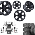 6 inch Bundle w/ 22x10 Blacked Out Wheels & 35in Nitto Ridge Grapplers - 4wd - 4.3 5.3 6.2 Engine