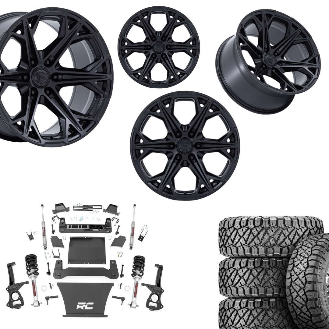 6 inch Bundle w/ 22x10 Blacked Out Wheels & 35in Nitto Ridge Grapplers - 4wd - 4.3 5.3 6.2 Engine