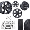 6 inch Lift N3 Bundle w/ 22x10 Black Tinted Wheels- 35in Hercules TT1 Tires - 4wd