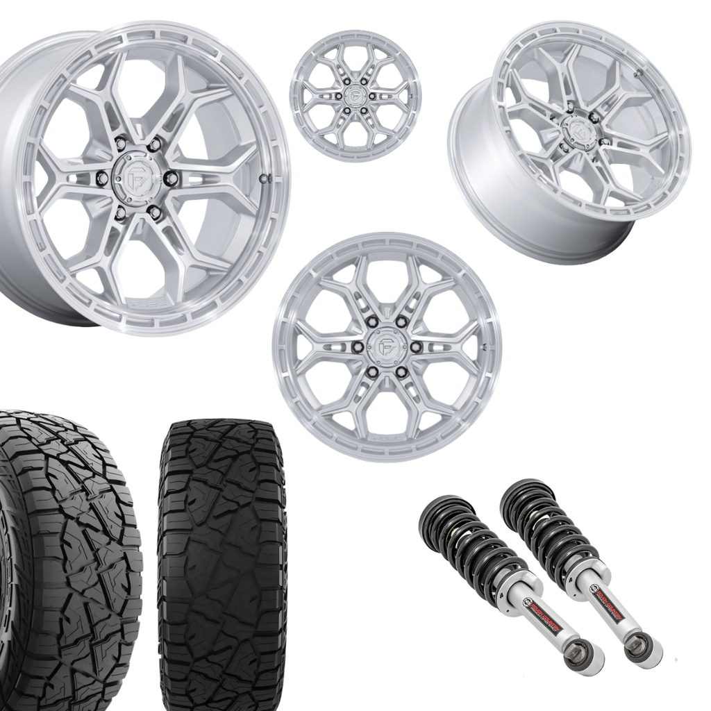 2 inch N3 Level Bundle w/ 20x9 Gloss Silver Wheels & 33in Hercules RT1 Tires - 2wd