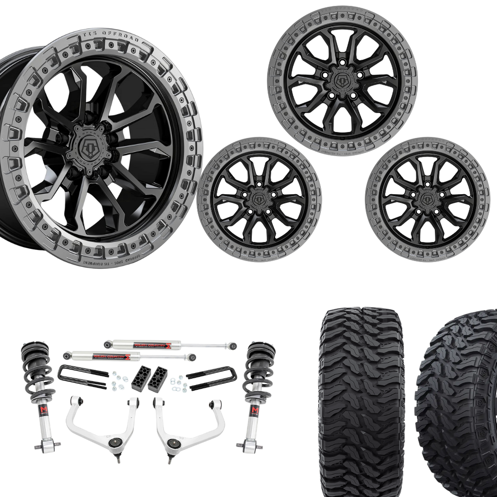 3 inch Lift M1 Bundle w/ 22x10 Satin Black Anthracite Wheels & 33in Hercules TT1s - 2wd/4wd