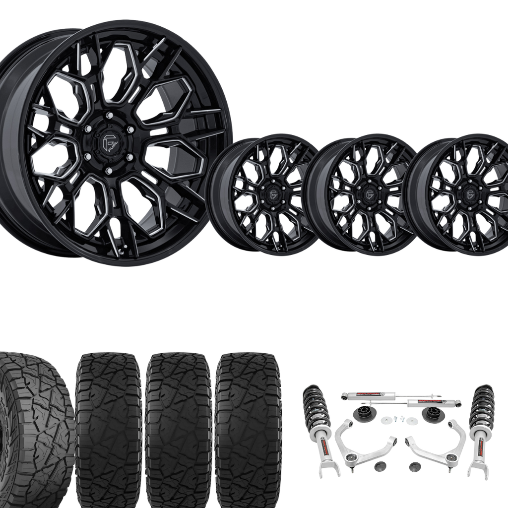 3.5 Inch Lift N3 Bundle w/ 22x10 Gloss Black Milled Wheels & 33in Hercules RT1 - 2wd/4wd
