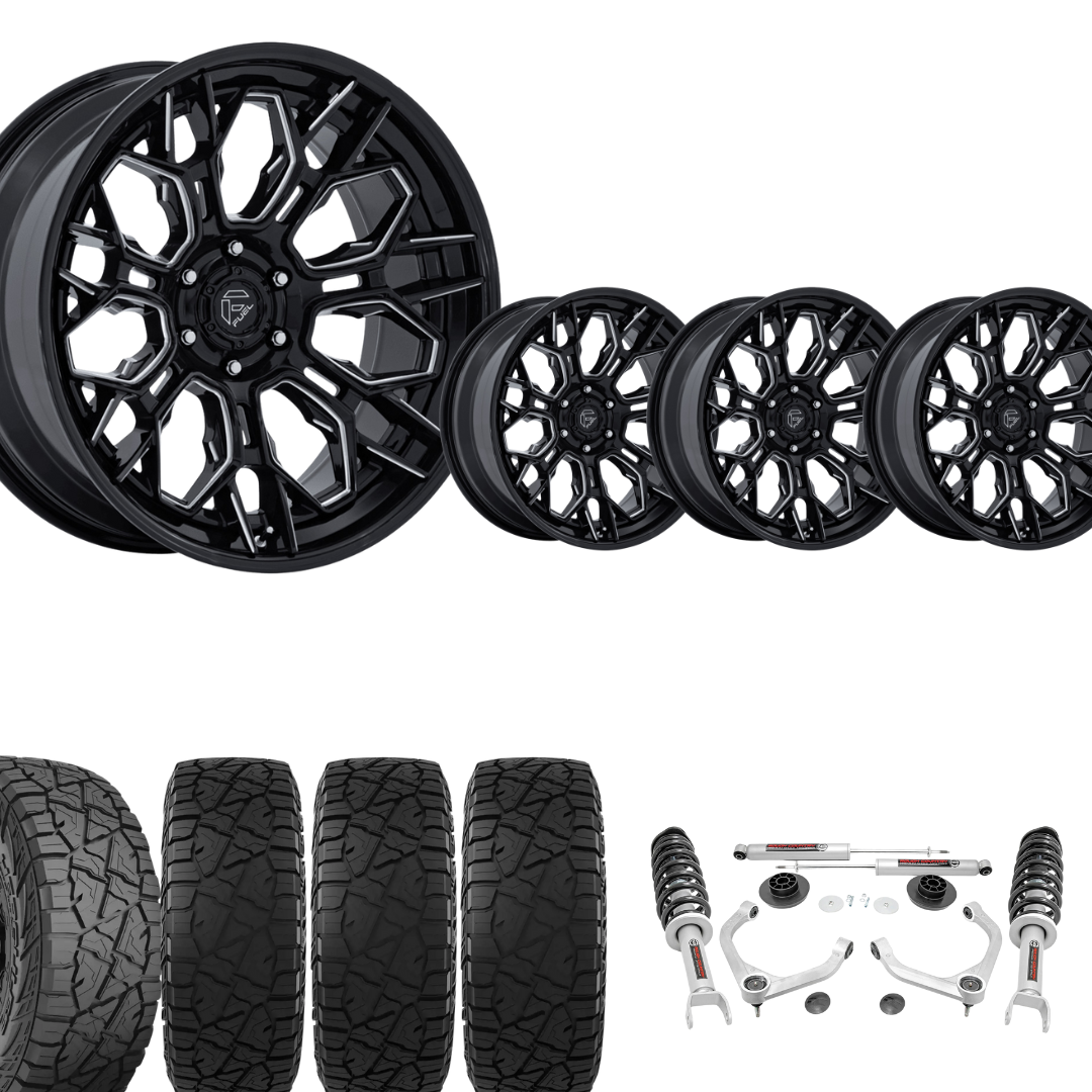 3.5 Inch Lift N3 Bundle w/ 22x10 Gloss Black Milled Wheels & 33in Hercules RT1 - 2wd/4wd