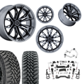 6 inch N3 Bundle w/ 22x10 Black Brushed Wheels - 35in Toyo MTs - Upper Control Arms -4wd