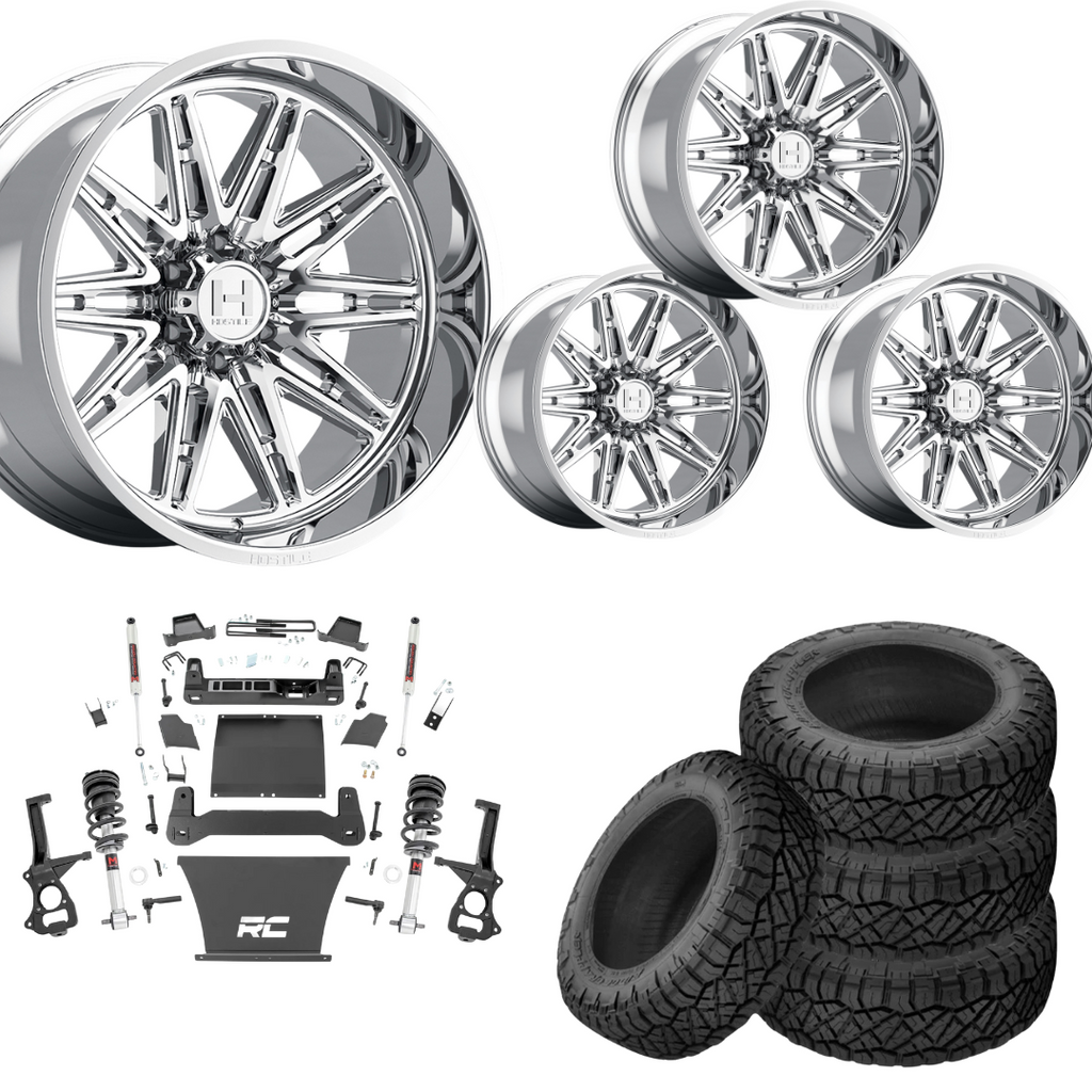 6 inch M1 Bundle w/ 22x10 Chrome Wheels - 35in Nitto Ridge Grapplers - 4wd
