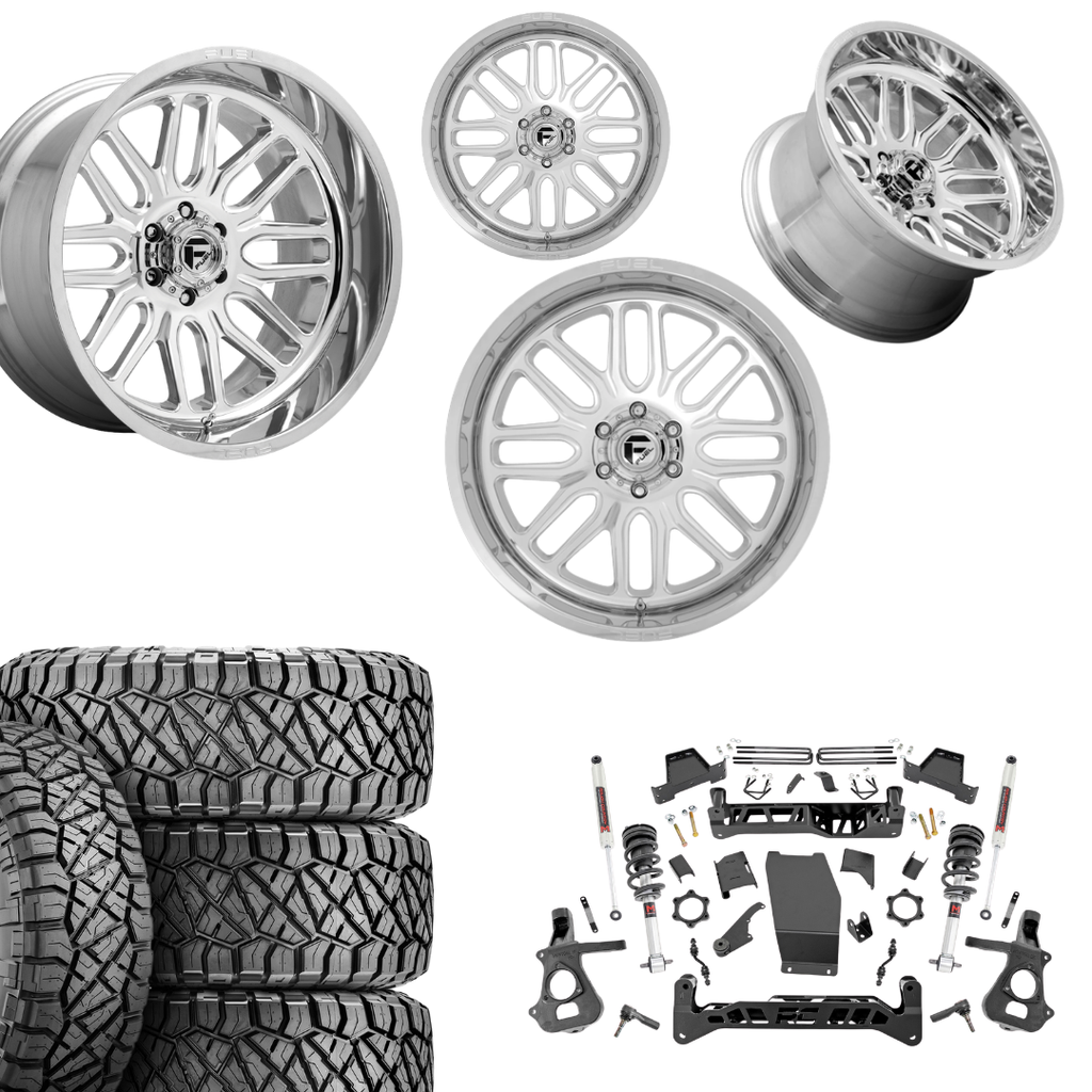 7 inch Lift M1 Bundle w/ 22x12 Chrome Wheels - 35in Nitto Ridge Grapplers - 4wd