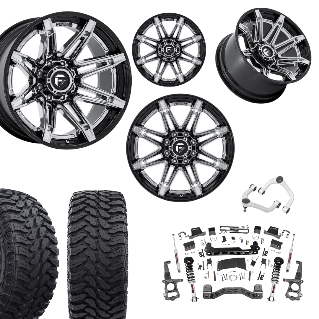 6 inch N3 Bundle w/ 22x10 Black Chrome Wheels - 35in Hercules TT1s - Upper Control Arms -4wd