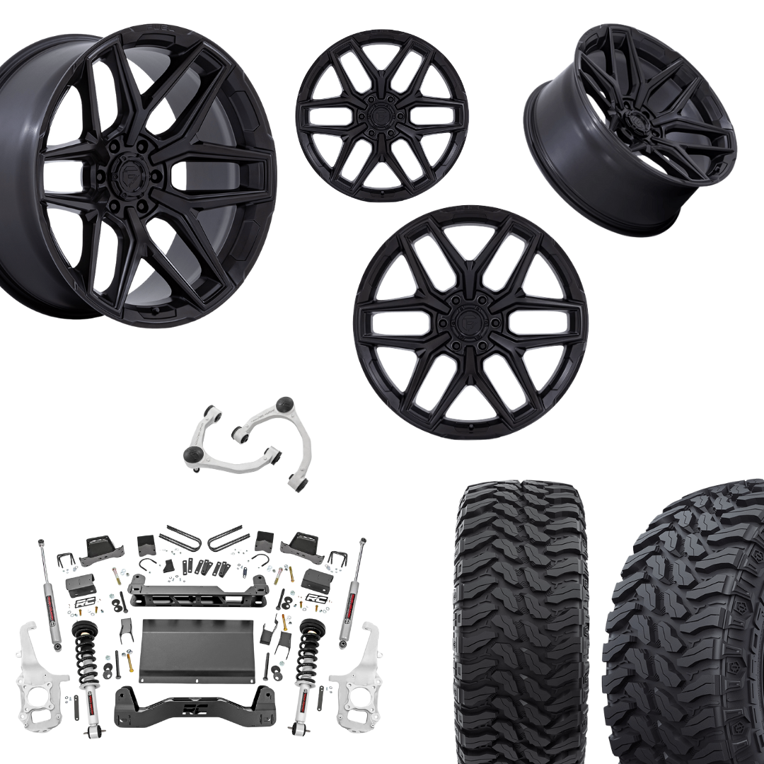 6 inch Lift N3 Bundle w/ 22x12 Satin Black Wheels- 35in Hercules TT1 Tires - 4wd