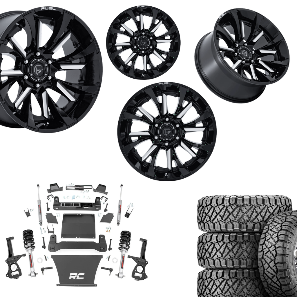 6 inch Bundle w/ 22x10 Black Milled Wheels & 35in Nitto Ridge Grapplers - 4wd - 4.3 5.3 6.2 Engine