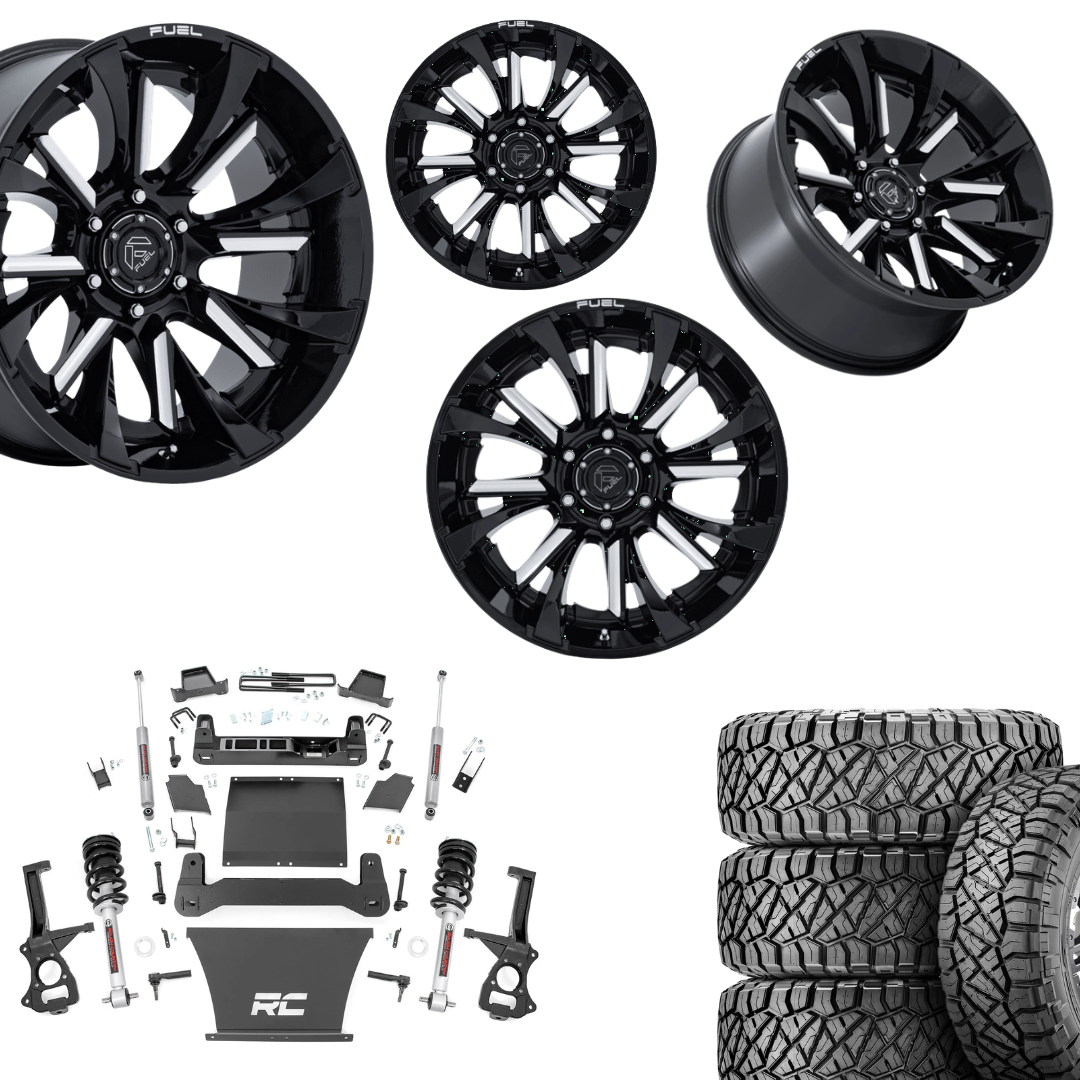 6 inch Bundle w/ 22x10 Black Milled Wheels & 35in Nitto Ridge Grapplers - 4wd - 4.3 5.3 6.2 Engine