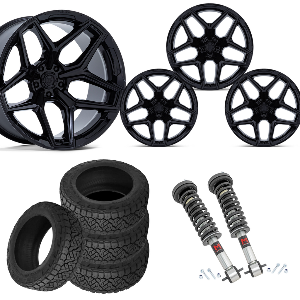2 inch Level Bundle w/ 20x10 Matte Black Wheels & 34in Nitto Recon Grapplers - 4wd