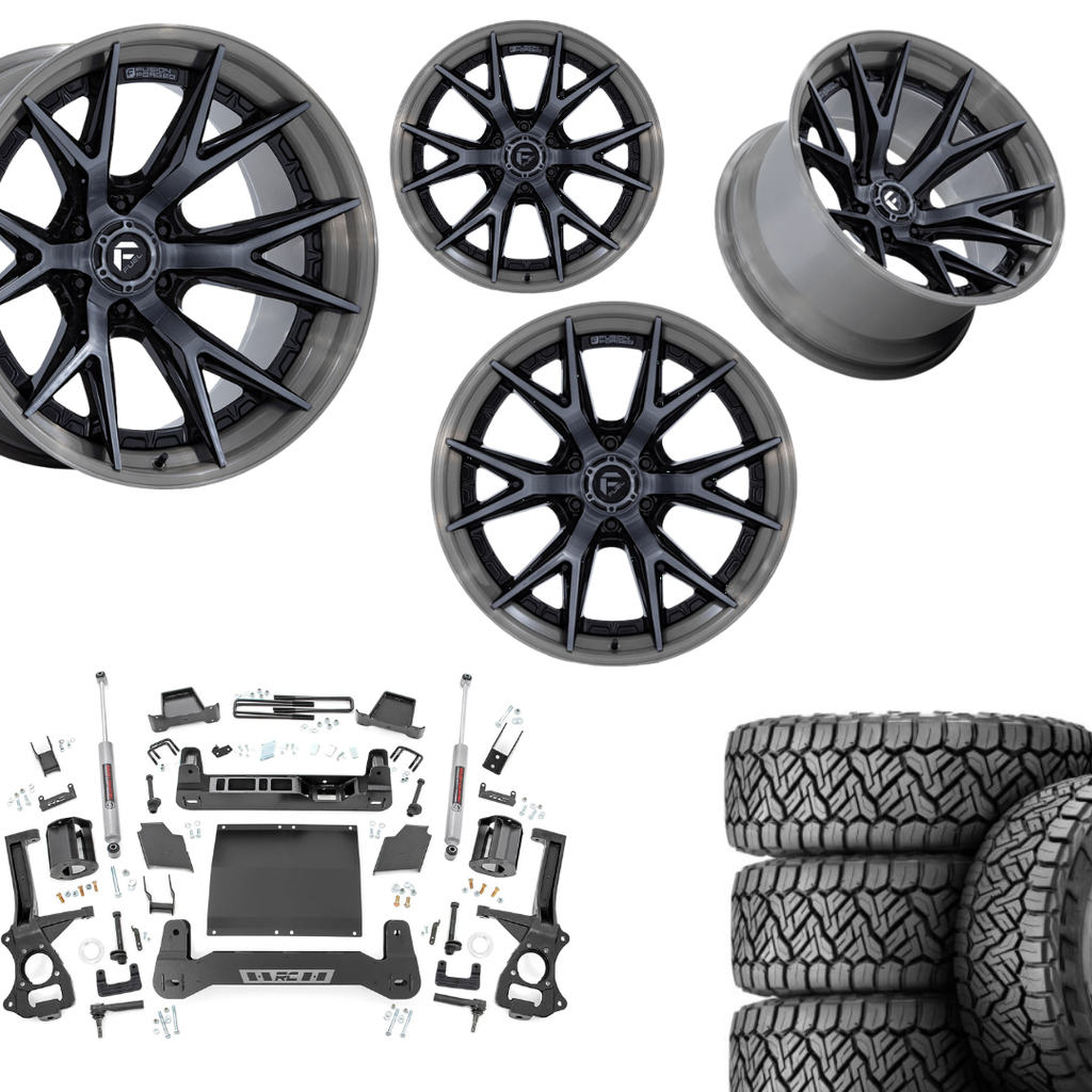 6 inch Bundle w/ 20x10 Brushed Black Wheels and 35in Nitto Recon Grapplers - 4wd -  2.7 & 3.0 Engine