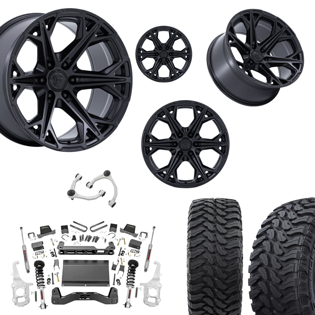 6 inch Lift N3 Bundle w/ 22x10 Satin Black Wheels- 35in Hercules TT1 Tires - 4wd