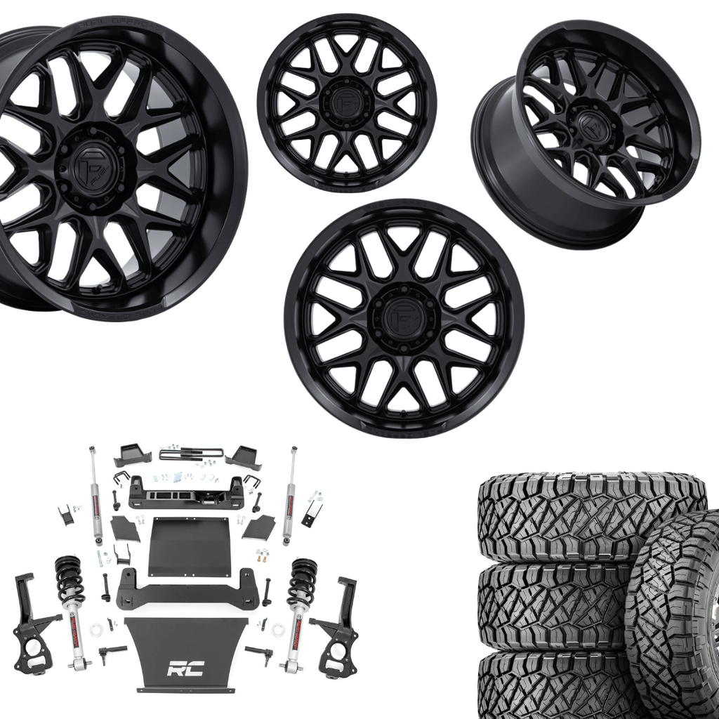 6 inch Bundle w/ 22x10 Blacked Out Wheels & 35in Nitto Ridge Grapplers - 4wd - 4.3 5.3 6.2 Engine
