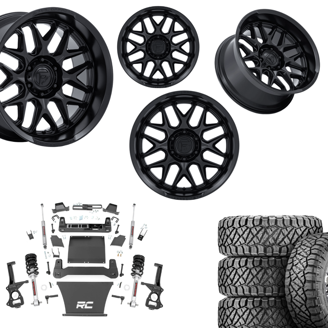 6 inch Bundle w/ 22x10 Blacked Out Wheels & 35in Nitto Ridge Grapplers - 4wd - 4.3 5.3 6.2 Engine