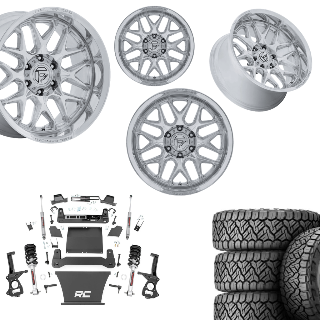 6 inch Bundle w/ 20x10 Polished Wheels and 35in Nitto Recon Grapplers - 4wd - 4.3 5.3 6.2 Engine