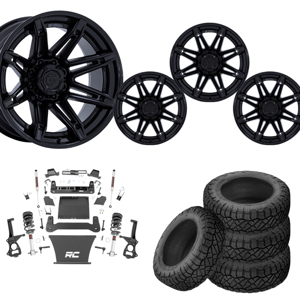 6 inch M1 Bundle w/ 22x10 Black Wheels - 35in Nitto Ridge Grapplers - 4wd