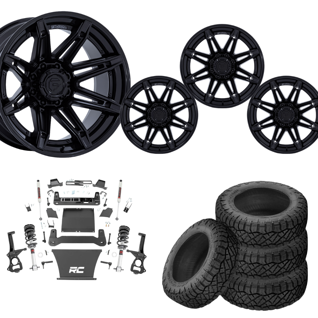 6 inch M1 Bundle w/ 22x10 Black Wheels - 35in Nitto Ridge Grapplers - 4wd