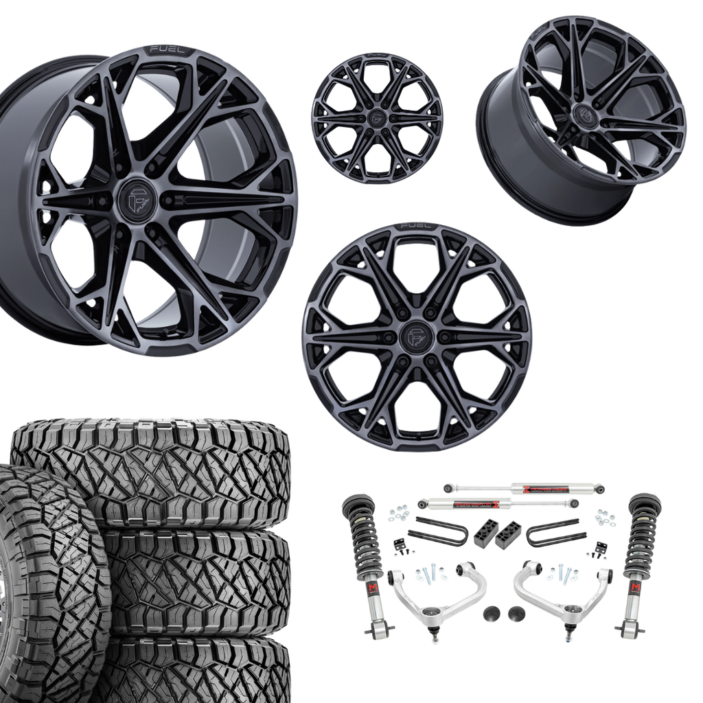 3 inch M1 Bundle w/ 20x10 Black Tinted Wheels & 33in Nitto Ridge Grapplers - 4wd