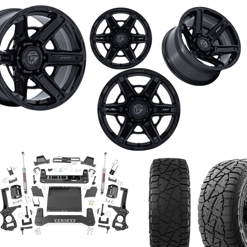 6 inch Bundle w/ 20x10 Gloss Black Wheels and 35in Hercules RT1 Tires - 4wd - 2.7 or 3.0 Engines