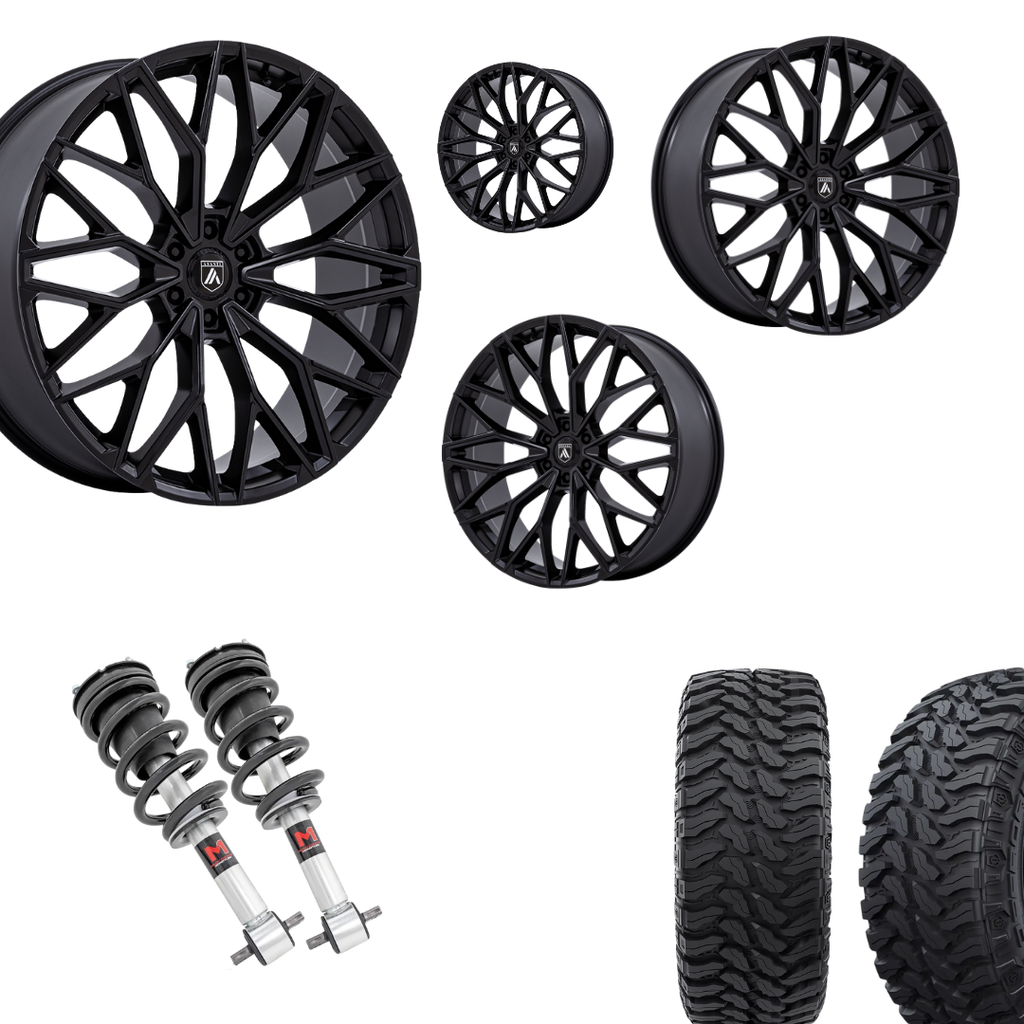 2 inch Level Bundle w/ 22in Matte Black Wheels and 33in TIS TT1 Mud Tires 2wd/4wd