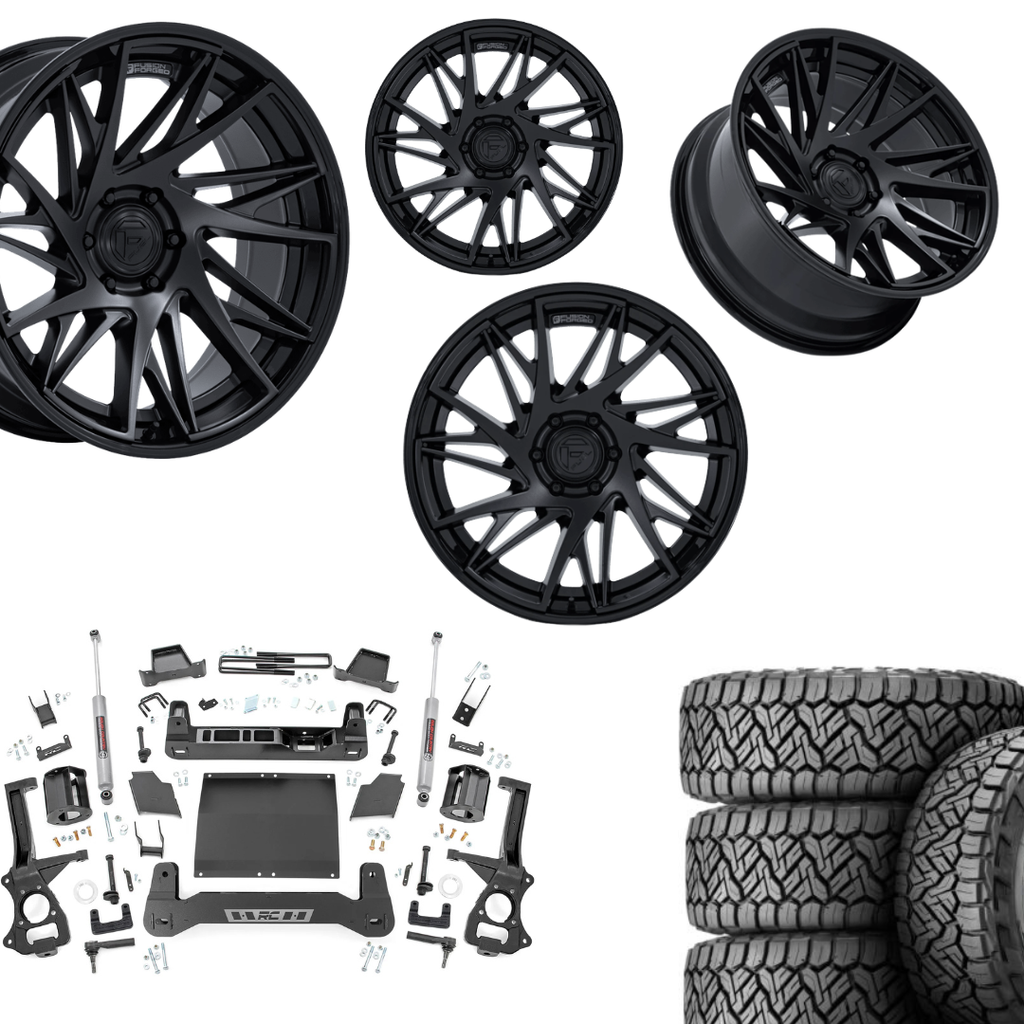6 inch Bundle w/ 22x10 Black Wheels & 35in Nitto Recon Grapplers - 4wd -  2.7 & 3.0 Engine
