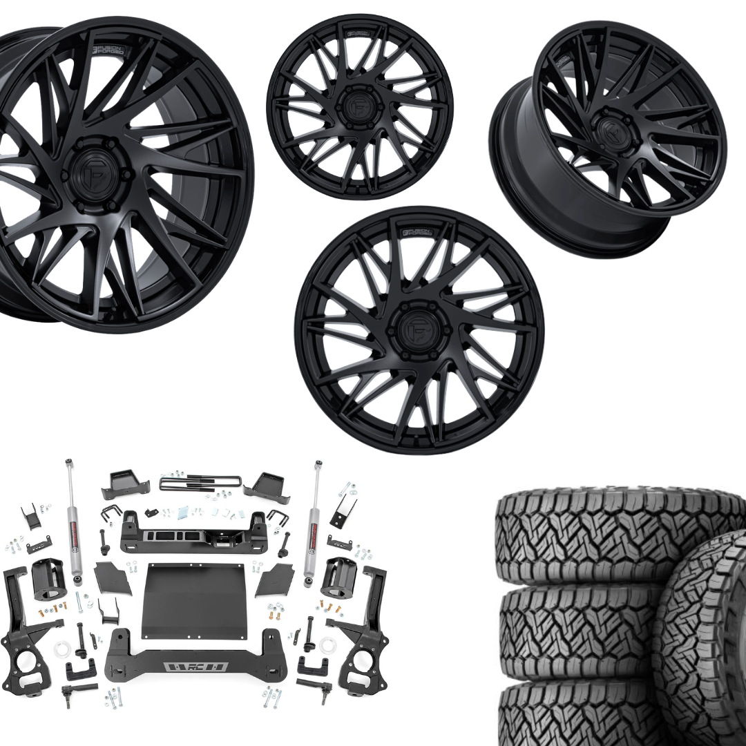 6 inch Bundle w/ 22x10 Black Wheels & 35in Nitto Recon Grapplers - 4wd -  2.7 & 3.0 Engine
