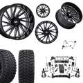 7 inch Lift N3 Bundle w/ 22x12 Black Wheels - 35in Hercules TT1 Tires + Upper Control Arms- 4wd (14-18)
