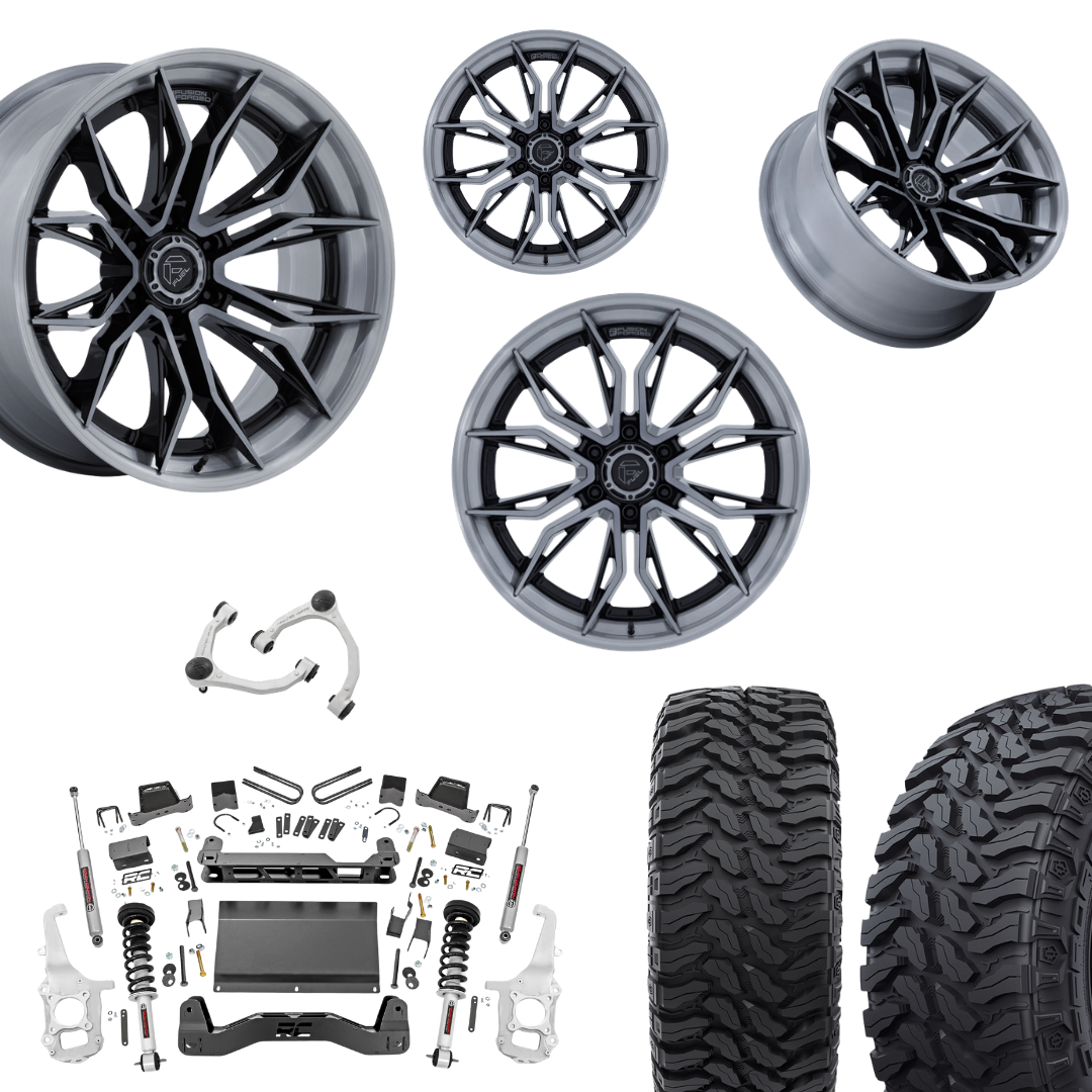 6 inch Lift N3 Bundle w/ 22x10 Brushed Black Wheels- 35in Hercules TT1 Tires - 4wd