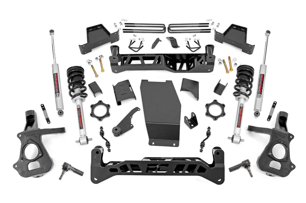 7 inch Lift N3 Bundle w/ 22x10 Black Wheels - 35in Nitto Ridge Grapplers & Upper Control Arms- 4wd (14-18)