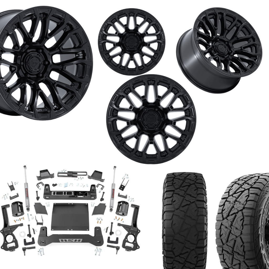 6 inch Bundle w/ 20x10 Satin Black Wheels and 35in Hercules RT1 Tires - 4wd - 4.3 5.3 6.2 Engines