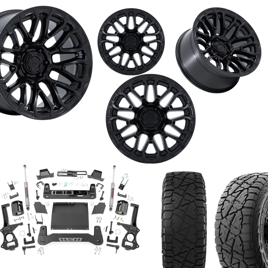 6 inch Bundle w/ 20x10 Satin Black Wheels and 35in Hercules RT1 Tires - 4wd - 4.3 5.3 6.2 Engines