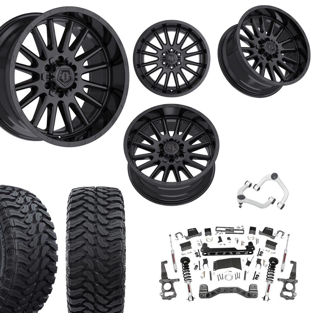 6 inch N3 Bundle w/ 22x10 Gloss Black Wheels - 35in Hercules TT1s - Upper Control Arms -4wd