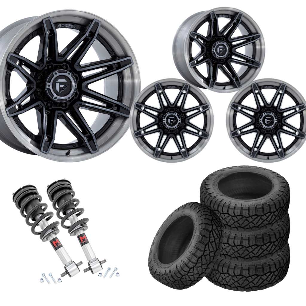 2 inch Level Bundle w/ 22x10 Black Brushed Wheels & 33in Nitto Ridge Grapplers- 2wd/4wd