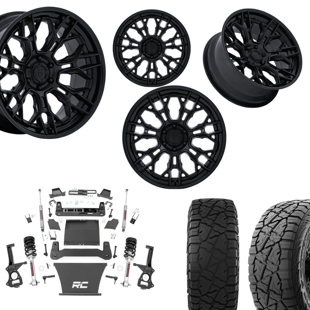 6 inch Bundle w/ 20x10 Satin Black Wheels and 35in Hercules RT1 Tires - 4wd - 4.3 5.3 6.2 Engines