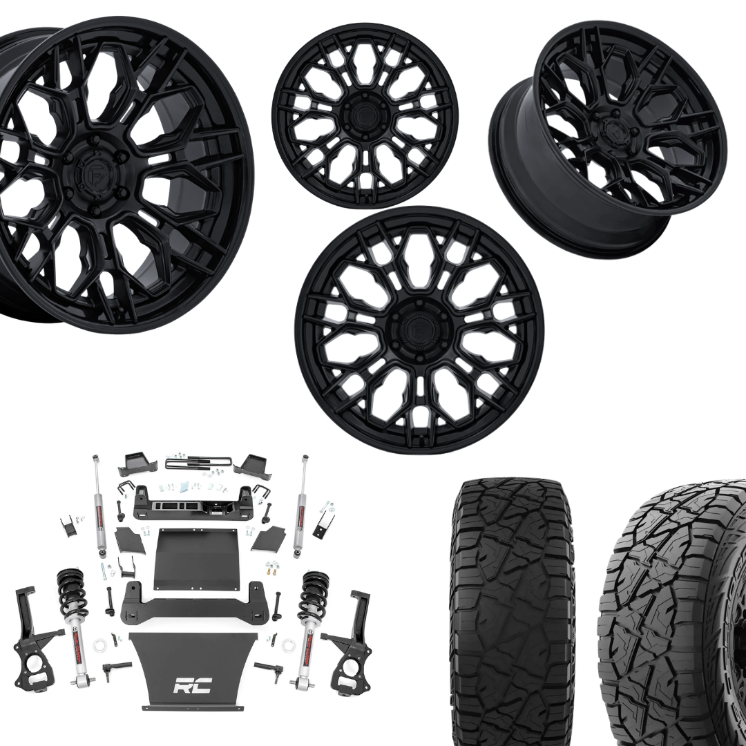 6 inch Bundle w/ 20x10 Satin Black Wheels and 35in Hercules RT1 Tires - 4wd - 4.3 5.3 6.2 Engines