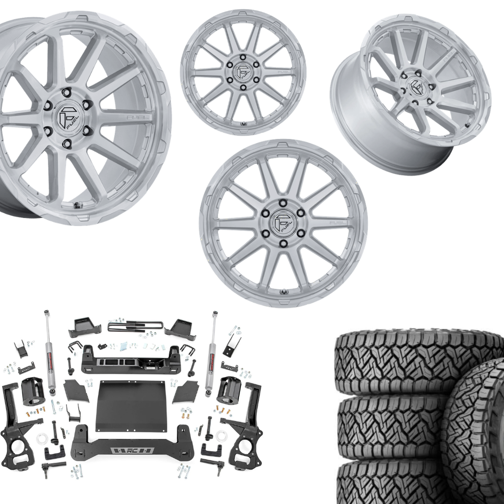 6 inch Bundle w/ 20x10 Silver Brushed Wheels and 35in Nitto Recon Grapplers - 4wd -  2.7 & 3.0 Engine