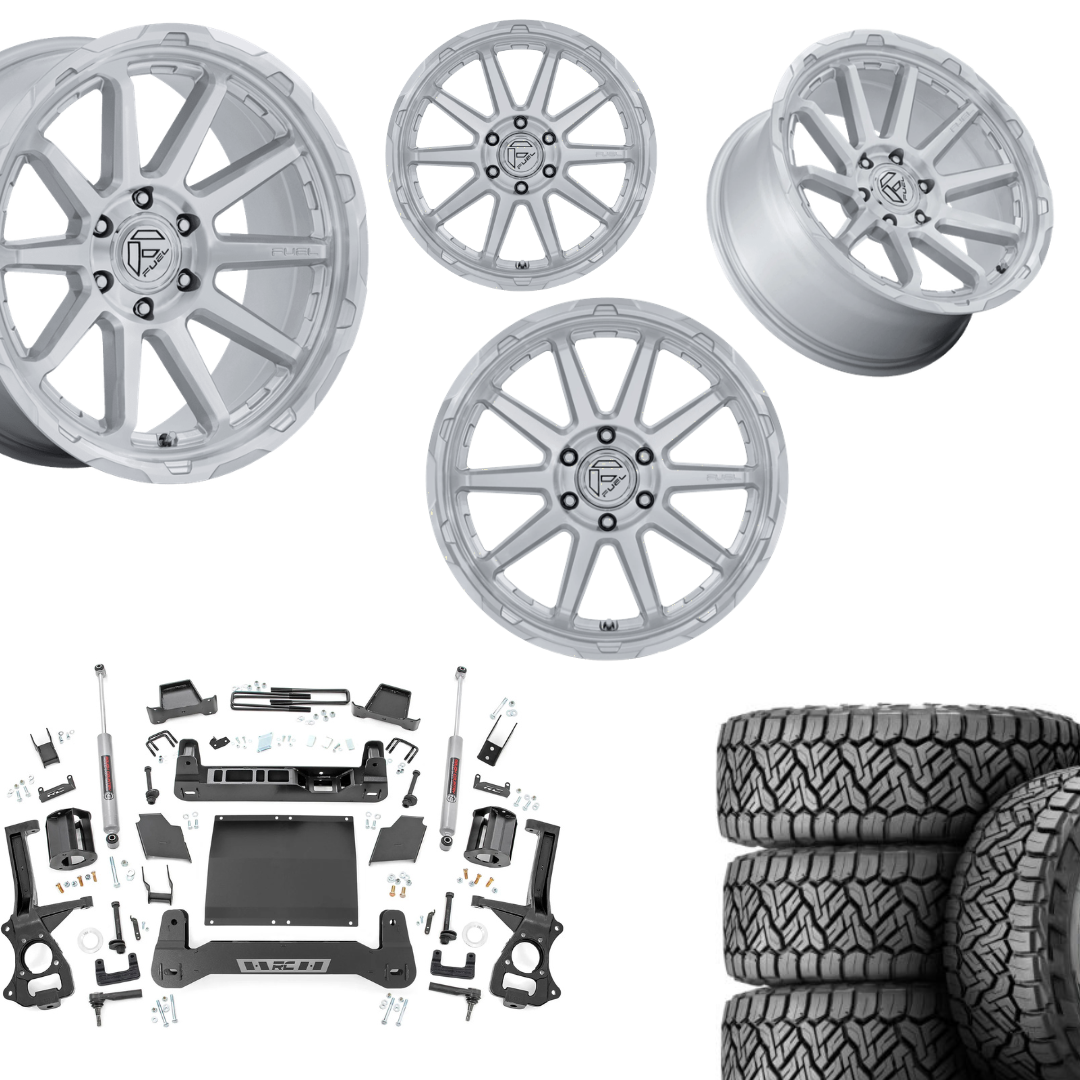 6 inch Bundle w/ 20x10 Silver Brushed Wheels and 35in Nitto Recon Grapplers - 4wd -  2.7 & 3.0 Engine