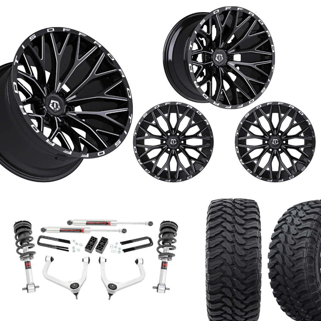 3 inch Lift M1 Bundle w/ 22x10 Black Milled Wheels & 33in Hercules TT1s - 2wd/4wd