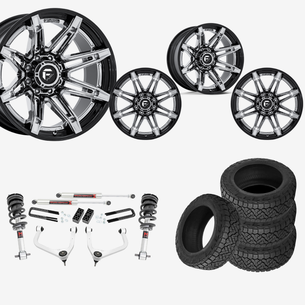 3 inch Lift M1 Bundle w/ 22x10 Black Chrome Wheels & 33in Nitto Recon Grapplers - 2wd/4wd