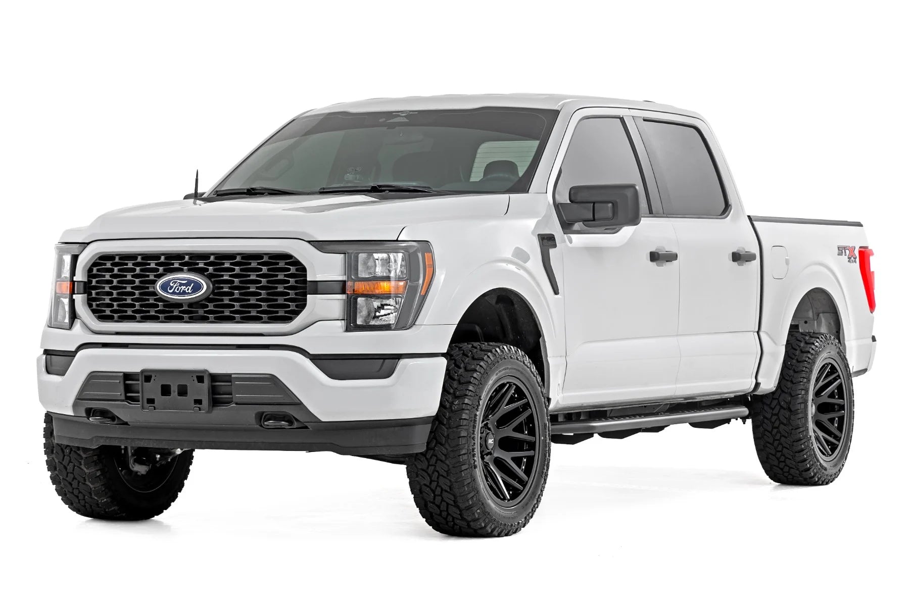 Rough Country OV2 Running Boards Side Step Bars | Crew Cab | Ford F-150/Lightning/F-250/F-350 (15-25)