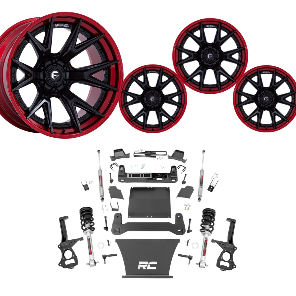 6inch N3 Bundle w/ 22x12 Black Red Wheels - No Tires - 4wd