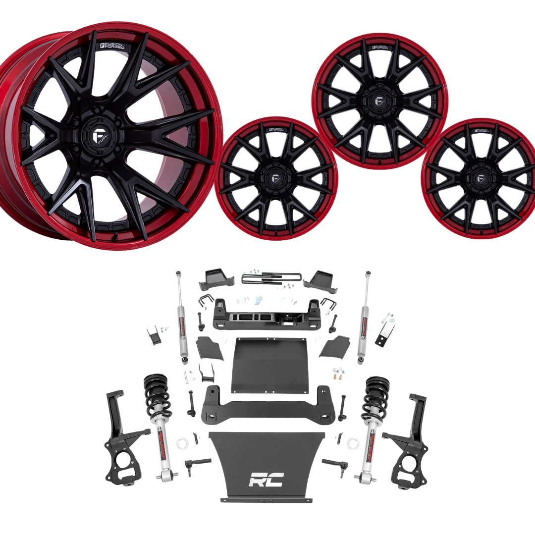 6inch N3 Bundle w/ 22x12 Black Red Wheels - No Tires - 4wd