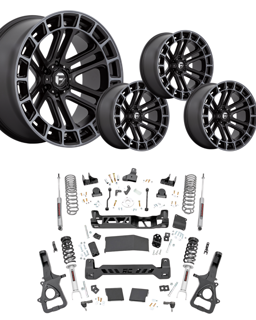 6 inch Lift Bundle N3 w/ 22x10 Matte Black Machined Wheels - No Tires - RAM 1500 4wd