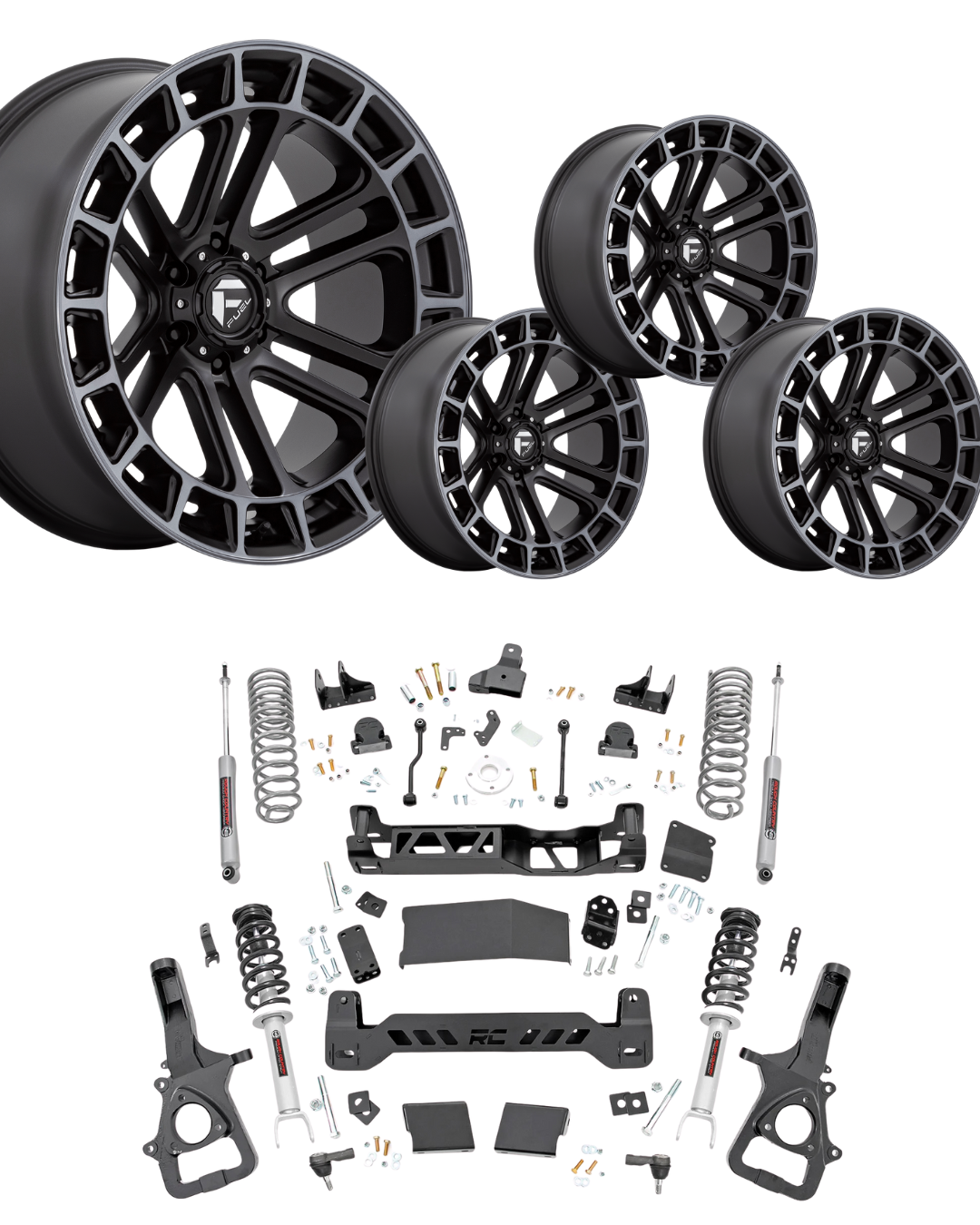 6 inch Lift Bundle N3 w/ 22x10 Matte Black Machined Wheels - No Tires - RAM 1500 4wd