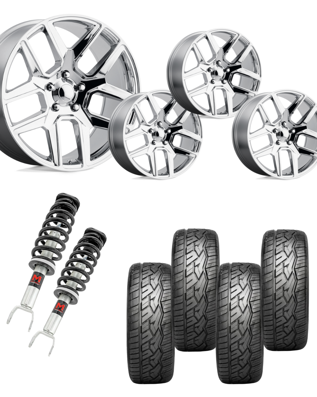 2 in Level Bundle w/ 22x9 Chrome Wheels & Nitto 420 Tires - 2wd/4wd